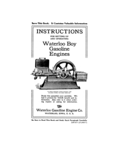 John Deere Waterloo Boy Gasoline Engines Operator's Manual (DIR1911)