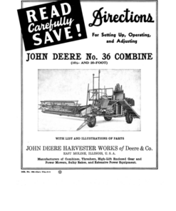 John Deere No. 36 Combine Operator's Manual (DIR192A)
