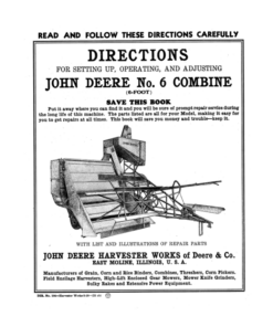 John Deere No. 6 Combine Operator's Manual (DIR194)
