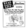 John Deere No. 260 Two-Row Tractor Cotton & Corn Planter - H Tractor Operator's Manual (DIR197B)