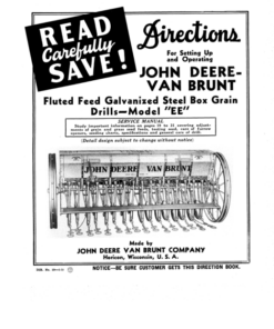 John Deere Fluted Feed Galvanized Steel Box Grain Drills - Models EE Operator's Manual (DIR19)