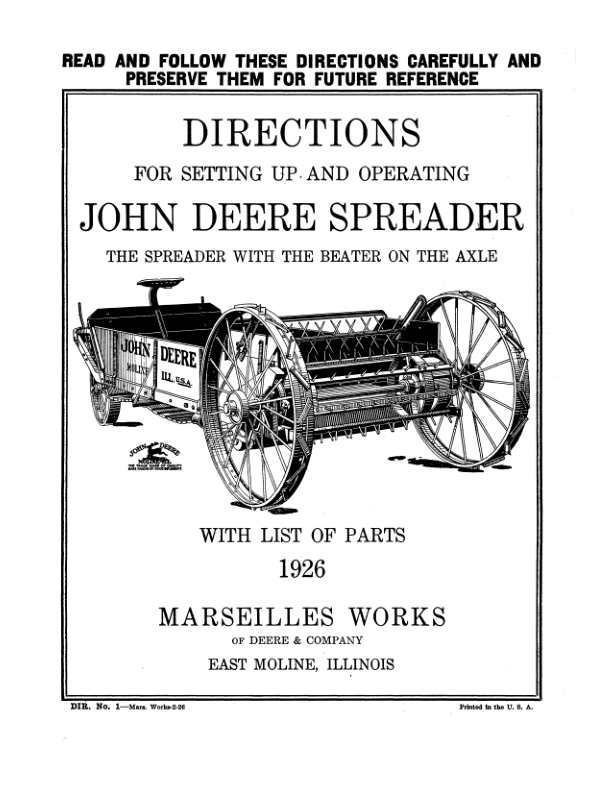 John Deere Spreader Operator's Manual (DIR1E)