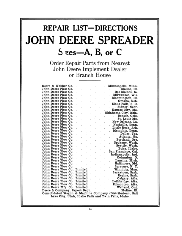 John Deere Spreader - A, B, C Sizes Operator's Manual (DIR1G) - Image 2