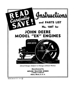 John Deere Model 'EK' Engines Operator's Manual (DIR201B)