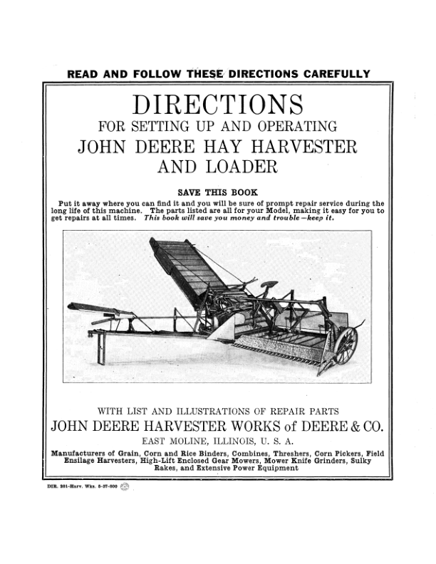 John Deere Hay Harvester, Loader Operator's Manual (DIR201C)