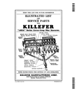 John Deere Killefer 180A Series Cover-Crop Disc Harrows Operator's Manual (DIR219)