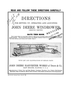 John Deere Windrower - Ground Driven Operator's Manual (DIR221)