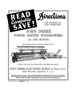 John Deere Power-Driven Windrower (12-, 16-Ft.) Operator's Manual (DIR223B)