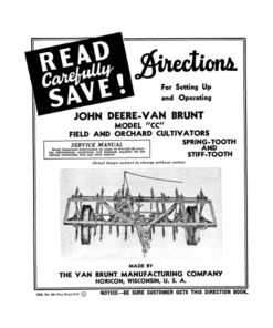 John Deere Van Brunt 'CC' Model Field & Orchard Cultivator Operator's Manual (DIR23B)