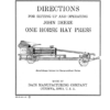 John Deere One Horse Hay Press Operator's Manual (DIR24A)