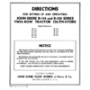 John Deere No. 2 Triple Gang Plow Operator's Manual (DIR24)