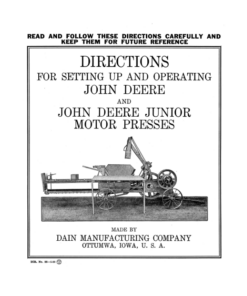 John Deere Junior Motor Presses Operator's Manual (DIR25A)