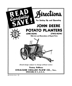 John Deere Potato Planters (1-Row, 2-Row) Operator's Manual (DIR25B)