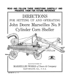 John Deere Marseilles No. 9 Cylinder Corn Sheller Operator's Manual (DIR26B)