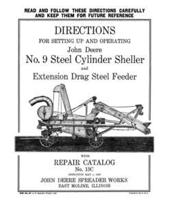 John Deere No. 9 Steel Cylinder Sheller & Feeder Operator's Manual (DIR26E)