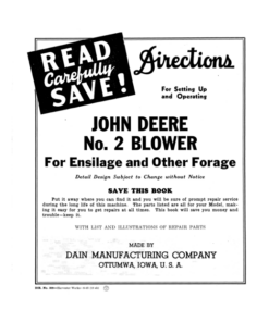 John Deere 2 Ensilage & Forage Blower Operator's Manual (DIR309A)