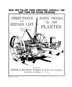 John Deere DIR, Repair List For The No. 999 Planter Operator's Manual (DIR32)
