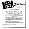 John Deere H-1 Integral Plow Operator's Manual (DIR340A)