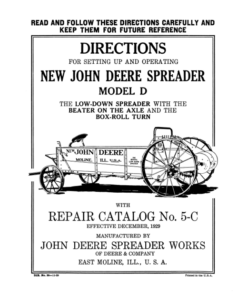John Deere New Spreader 'D' Model Operator's Manual (DIR36)