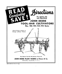 John Deere Toolbar Cultivators Nos. 900, 920, 950, 970 Series Operator's Manual (DIR373)