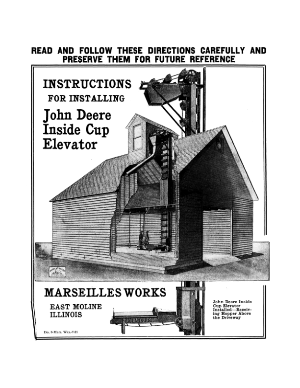 John Deere Installing Inside Cup Elevator Operator's Manual (DIR3B)