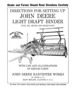John Deere Setting Light Draft Binder (With Repair Parts) Operator's Manual (DIR3D)