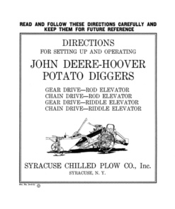 John Deere Joh Deere-Hoover Potato Diggers Operator's Manual (DIR3E)