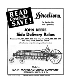 John Deere Side Delivery Rakes Operator's Manual (DIR57)