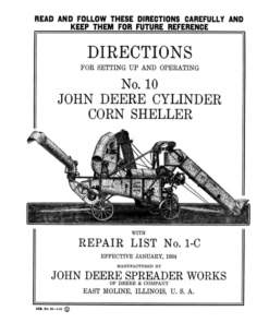 John Deere No. 10 Cylinder Corn Sheller Operator's Manual (DIR61A)