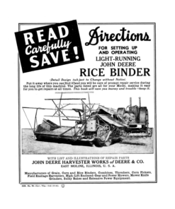 John Deere Light-Running Rice Binder (Power-Driven & Ground Driven) Operator's Manual (DIR79A)