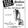 John Deere 10A Hammer Mill (With Repair List No. 4-C) Operator's Manual (DIR79B)