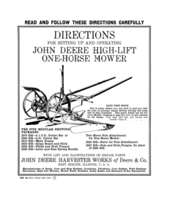 John Deere One Horse High-Lift Mower Operator's Manual (DIR80A)