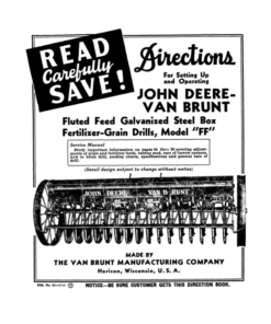 John Deere Van Brunt Fluted Feed Fertilizer- FF Grain Drills Operator's Manual (DIR81)