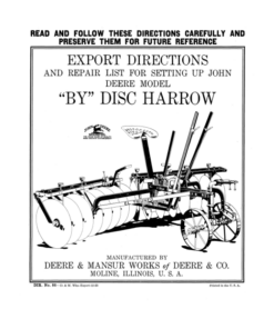 John Deere BY' Disc Harrow Operator's Manual (DIR86C)