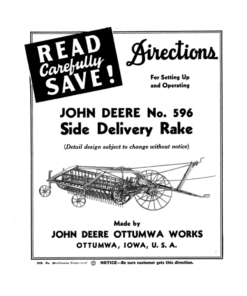 John Deere No. 596 Side Delivery Rake Operator's Manual (DIR93)