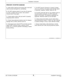 Alternative view of John Deere TY6702, TY6722, TY24305 12-Volt Remanufactured Starters Operator's Manual (DSTY21604)