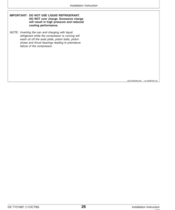 Alternative view of John Deere TY6770, TY6771 Remanufactured A/C Compressors Operator's Manual (DSTY21687)