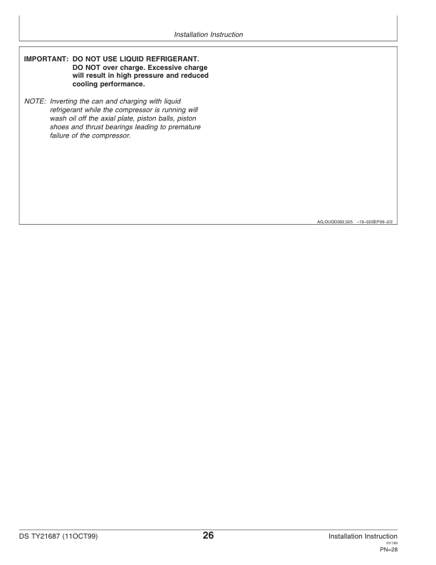 John Deere TY6770, TY6771 Remanufactured A/C Compressors Operator's Manual (DSTY21687) - Image 2