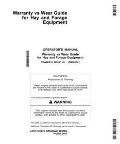 John Deere Warranty vs Wear Guidefor Hay, Forage Equipment Operator's Manual (EXWWG19)