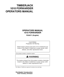 John Deere 1010 Forwarders Operator's Manuals (F034571)