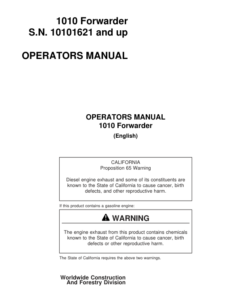 John Deere 1010 Forwarders Operator's Manuals (F041519)