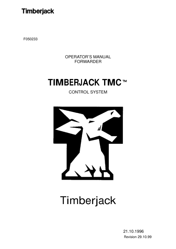 John Deere TMC Forwarders Operator's Manuals (F050233)