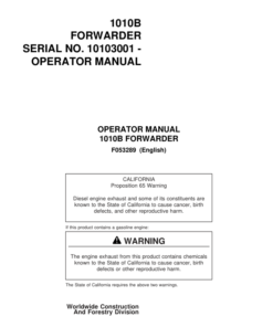 John Deere 1010B Forwarders Operator's Manuals (F053289)
