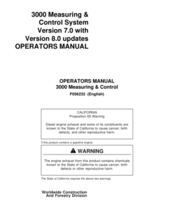 John Deere TJ3000 Measuring And Control Systems Operator's Manuals (F056233)