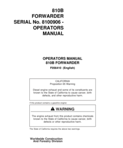 John Deere 810B Forwarders Operator's Manuals (F056410)