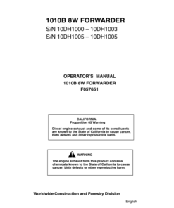 John Deere 1010B Forwarders Operator's Manuals (F057651)