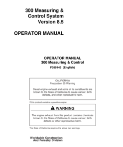 John Deere TJ3000 Measuring And Control Systems Operator's Manuals (F059145)