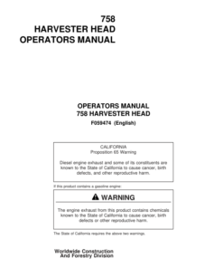 John Deere 758 Harvesting Heads Operator's Manuals (F059474)