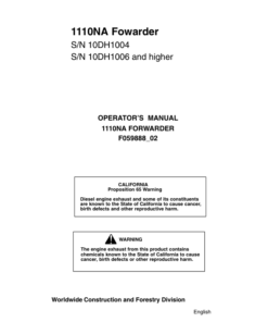 John Deere 1110NA Forwarders Operator's Manuals (F059888)