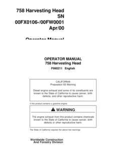 John Deere 758, 758HD Harvesting Heads Operator's Manuals (F060211)